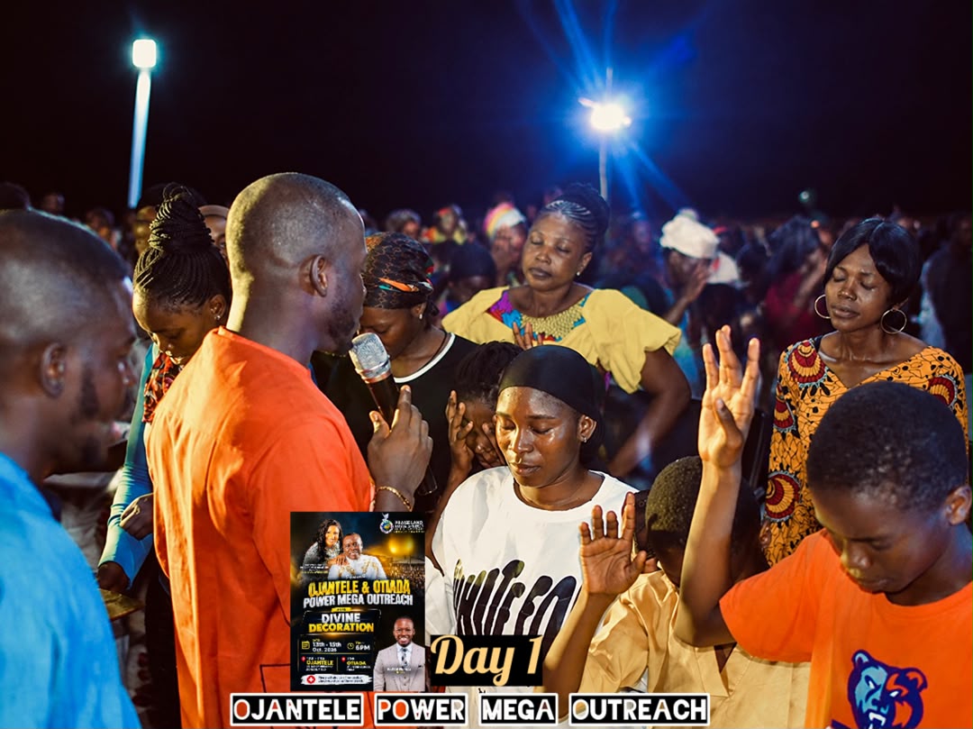 Prayer ministration with raised hands in the crowd